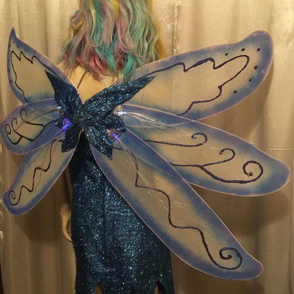 GORGEOUS vintage giant light up wings and sparkle pixie dress set! - Picture 7 of 14